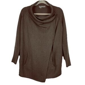360 Cashmere Sweater Size XS Cocoa Brown Jordana Cowl Neck Wrap Lagenlook Boho